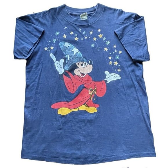 VTG Disney Fantasia Mickey Mouse Sorcerer's Apprentice Glitter T